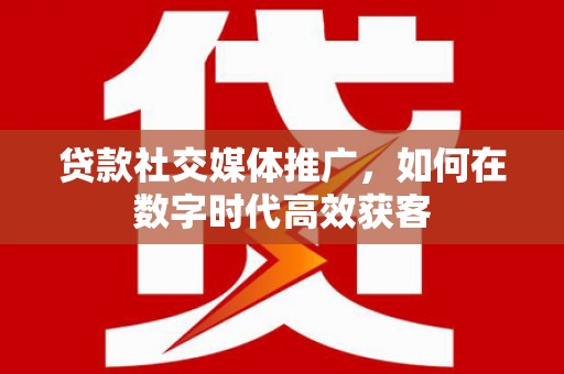 树林贷款社交媒体推广，如何在数字时代高效获客