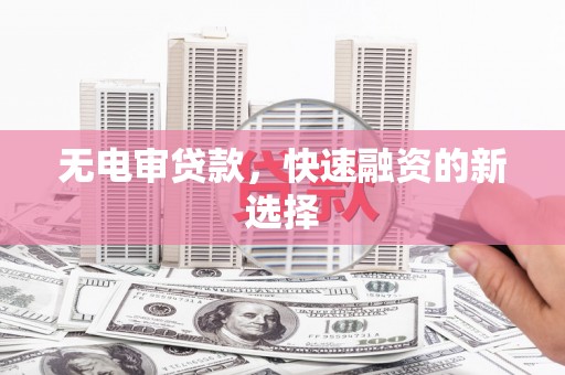 树林无电审贷款，快速融资的新选择