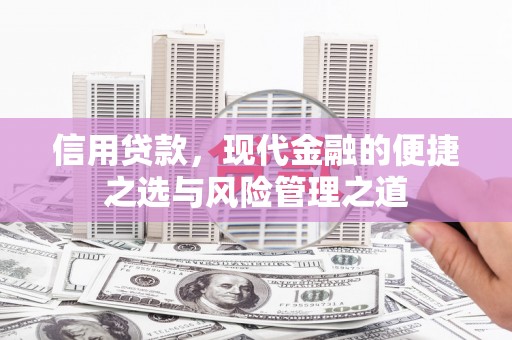 树林信用贷款，现代金融的便捷之选与风险管理之道