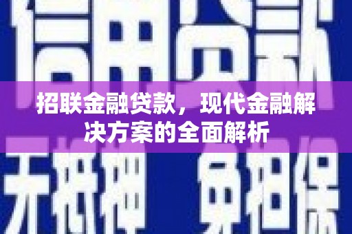 树林招联金融贷款，现代金融解决方案的全面解析