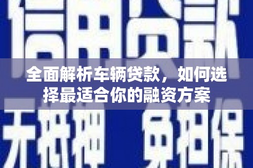树林全面解析车辆贷款，如何选择最适合你的融资方案